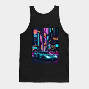 Dark Neon City Sports Car Tank Top